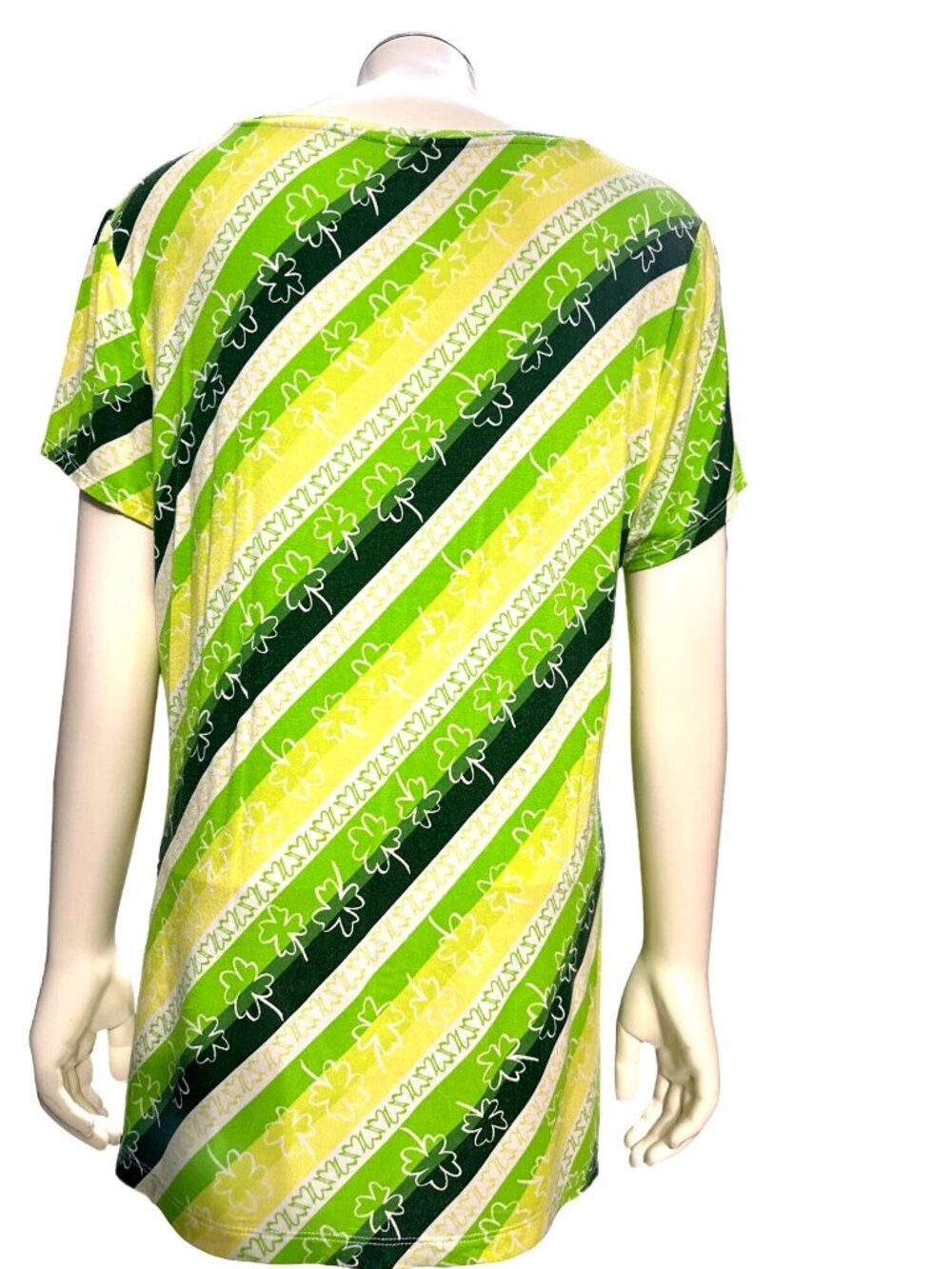 Apt 9 Large Green Shamrock Stripe Tee St Patricks Day Lucky Y2K Casual Style - Picture 3 of 6